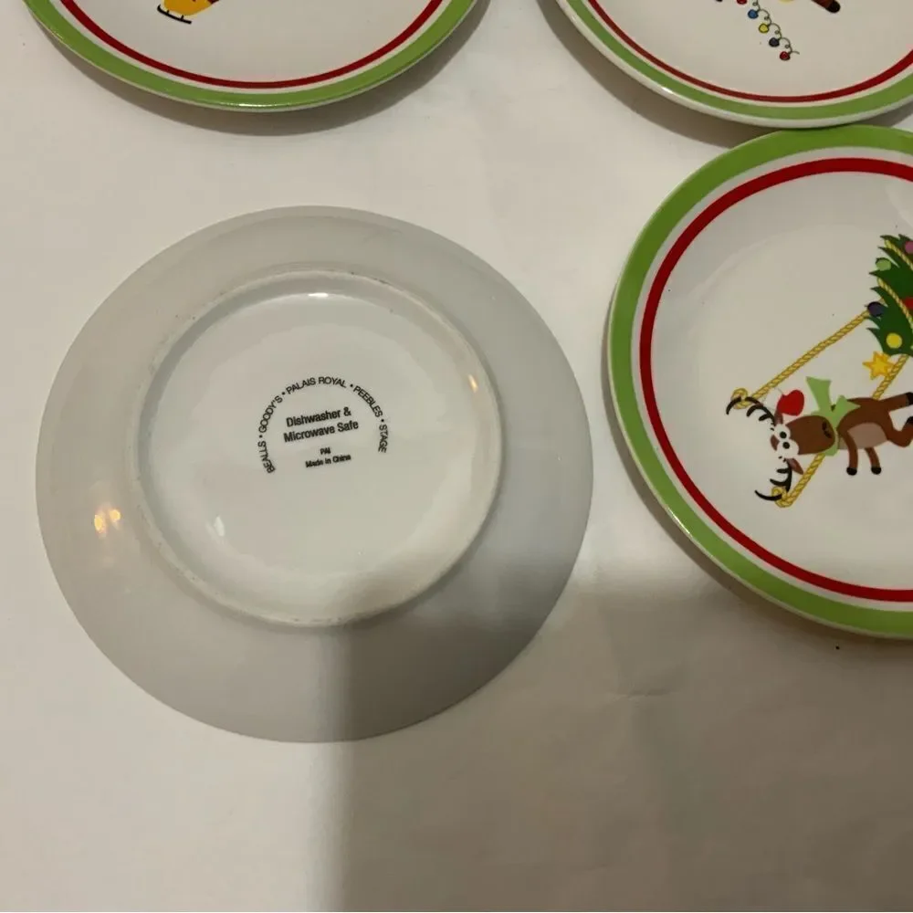 Set Of 4 Promotional Alliance WHIMSICAL REINDEER 6” APPETIZER Plates A3